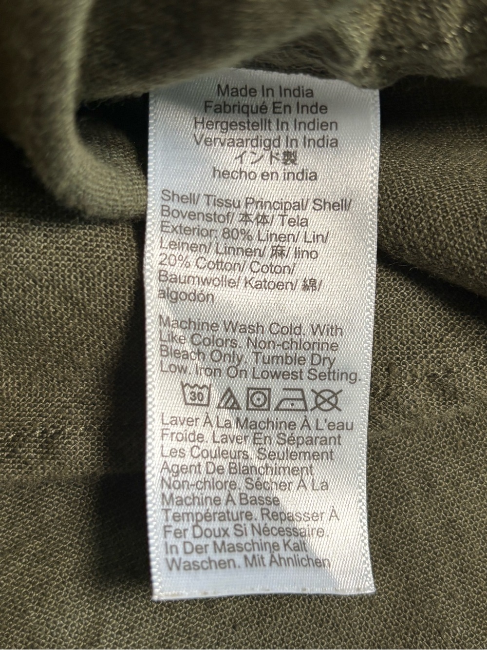 J.Crew Men’s Large Olive Green Linen Blend Button Front Shirt Long Sleeve Casual - Picture 7 of 7
